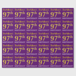 Papel De Regalo Oro morado, imitación "97 cumpleaños"