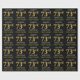 Papel De Regalo Oro negro, falso "FELIZ 73 cumpleaños"