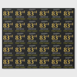 Papel De Regalo Oro negro, falso "FELIZ 83 cumpleaños"