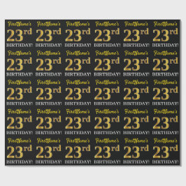 Papel De Regalo Oro negro, imitación "23 cumpleaños"