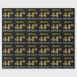 Papel De Regalo Oro negro, imitación "44 cumpleaños"