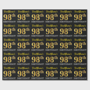 Papel De Regalo Oro negro, imitación "98 cumpleaños"