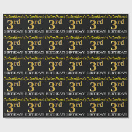 Papel De Regalo Oro negro, imitación "tercer cumpleaños"