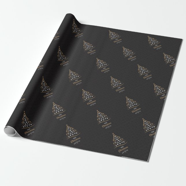 Papel De Regalo Oro negro superior elegante del navidad (Desenrollado)