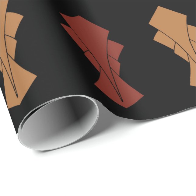 Papel De Regalo Oro negro y fantasía de roya (Esquina del rollo)
