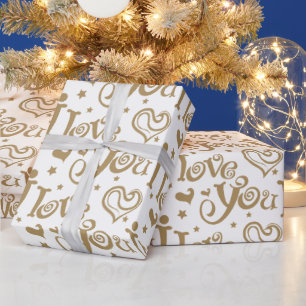 Papel De Regalo Oro Ocasión Especial Te Amo