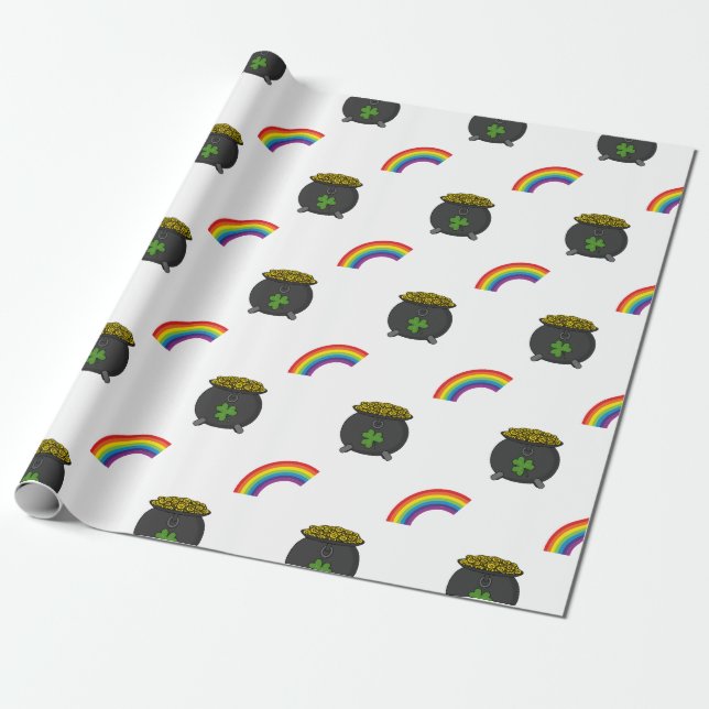 Papel De Regalo Oro Personalizado arcoiris (Desenrollado)