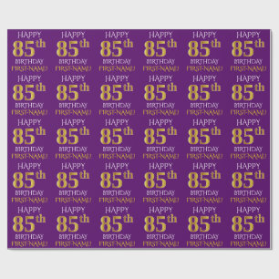 Papel De Regalo Oro púrpura, falso "FELIZ 85 cumpleaños"