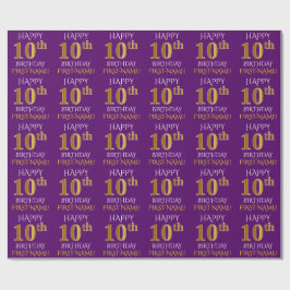 Papel De Regalo Oro púrpura, falso "FELIZ DÍA 10"