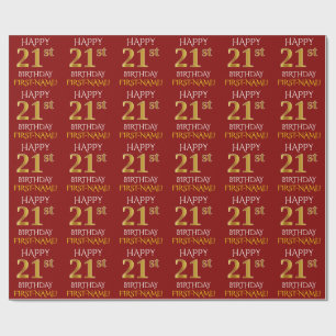 Papel De Regalo Oro rojo, falso "21ro CUMPLEAÑOS FELIZ "