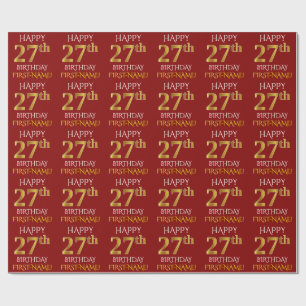 Papel De Regalo Oro rojo, falso "27mo CUMPLEAÑOS FELIZ "