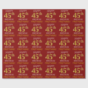 Papel De Regalo Oro rojo, falso "45.o CUMPLEAÑOS FELIZ "