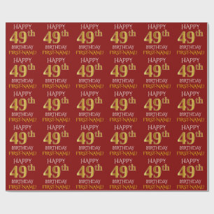 Papel De Regalo Oro rojo, falso "49.o CUMPLEAÑOS FELIZ "
