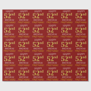 Papel De Regalo Oro rojo, falso "52.o CUMPLEAÑOS FELIZ "