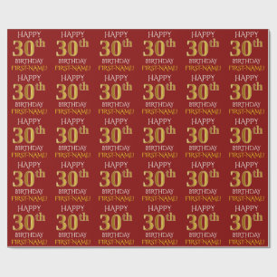 Papel De Regalo Oro rojo, falso "trigésimo CUMPLEAÑOS FELIZ "