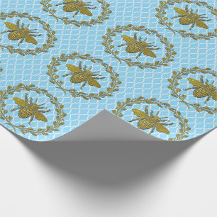 Papel De Regalo Oro Romántico Abeja y Corona