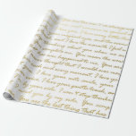 Papel De Regalo Oro Romántico Tipografía Moderna de Escritura para<br><div class="desc">Dar regalos de boda en una tipografía de escritura moderna de falso oro con 'Te Amo' hace una presentación increíble. Ideal para recién casados,  despedidas de soltera,  fiestas de boda,  nuevos hogares,  fiestas de compromiso y más.</div>