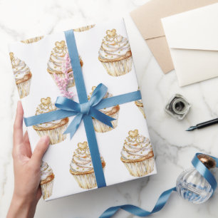 Papel De Regalo Oro rosa Crema Blanca Corazón Pastel Cumpleaños