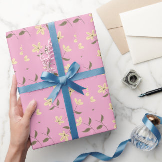 Papel De Regalo Oro Rosa Floral Elegante