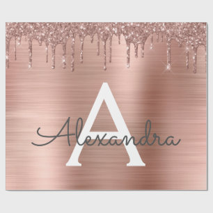 Papel De Regalo Oro Rosa - Nombre Metalizado del monograma del Pur