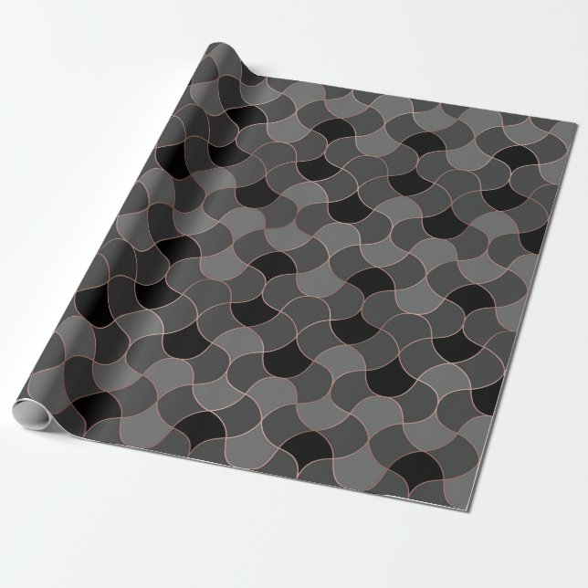Papel De Regalo Oro Rosa y Negro (Desenrollado)