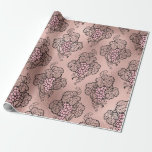 Papel De Regalo Oro Rosa y Rubor temática del vino francés<br><div class="desc">Papel de envolvimiento de viñas de uva de época de París.</div>