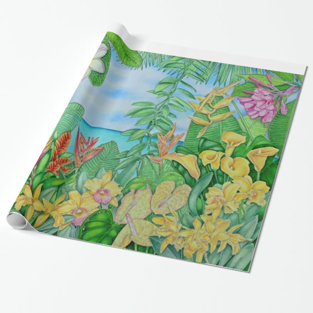 Papel De Regalo Oro tropical (Desenrollado)