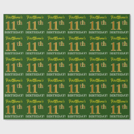 Papel De Regalo Oro verde, de imitación "11 cumpleaños"