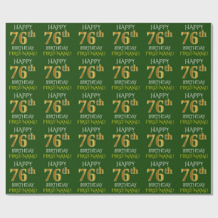 Papel De Regalo Oro verde, falso "76.o CUMPLEAÑOS FELIZ "