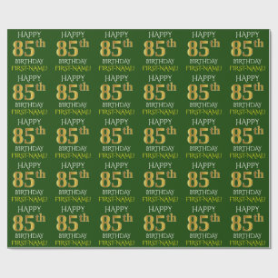 Papel De Regalo Oro verde, falso "85o CUMPLEAÑOS FELIZ "