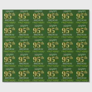 Papel De Regalo Oro verde, falso "95.o CUMPLEAÑOS FELIZ "