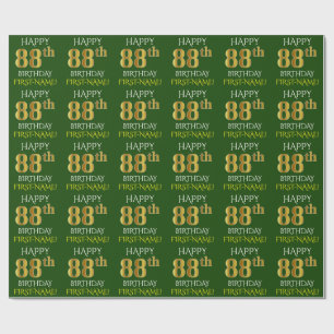 Papel De Regalo Oro verde, falso "FELIZ 88º CUMPLEAÑOS"