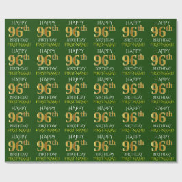 Papel De Regalo Oro verde, falso "FELIZ 96º CUMPLEAÑOS"