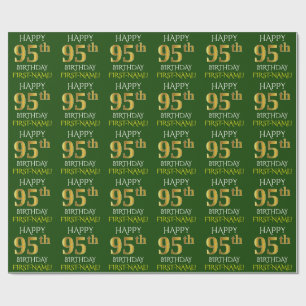 Papel De Regalo Oro verde, falso "FELIZ CUMPLEAÑOS 95"