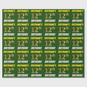 Papel De Regalo Oro verde, falso/imitación, "duodécimo cumpleaños"