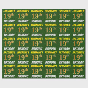 Papel De Regalo Oro verde, falso/imitación, "Noveno cumpleaños"
