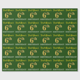 Papel De Regalo Oro verde, imitación "sexto cumpleaños"