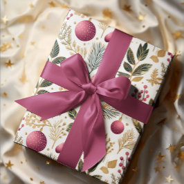 Papel De Regalo Oro vintage y rosa | Ornamentos Patrón botánico