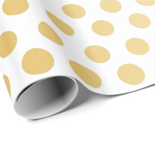 Papel De Regalo Oro y blanco del modelo de lunares