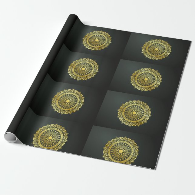 Papel De Regalo Oro y Mandala (Desenrollado)