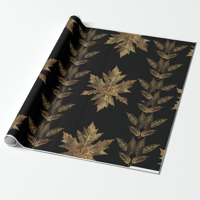Papel De Regalo Oro y negro (Desenrollado)