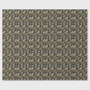 Papel De Regalo Oro y negro patrón floral de damasco regio lujoso