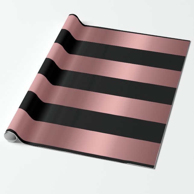 Papel De Regalo Oro y negro Rosa (Desenrollado)