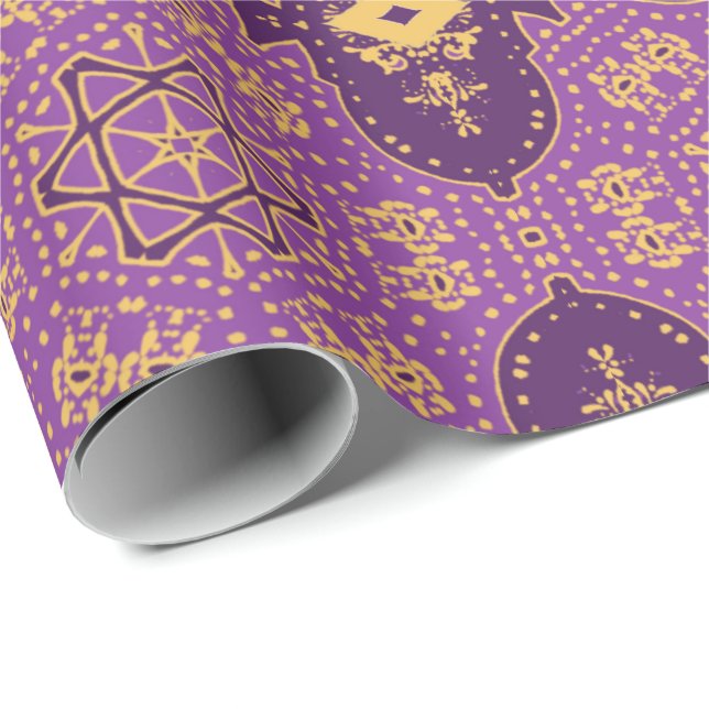 Papel De Regalo Oro y violetas (Esquina del rollo)