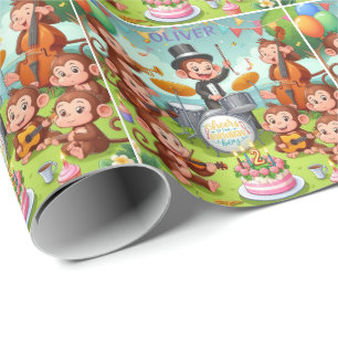Papel De Regalo orquesta de mono lindo niño de 2 años cumpleaños n