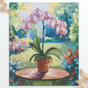 Papel De Regalo Orquídea en una página de pintura botánica