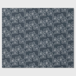 Papel De Regalo Orquídea lineal | Carbón floral elegante