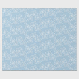 Papel De Regalo Orquídea lineal | Elegante cielo floral azul
