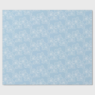 Papel De Regalo Orquídea lineal   Elegante cielo floral azul