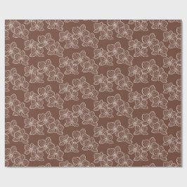 Papel De Regalo Orquídea lineal | Floral elegante oscuro herrumbre
